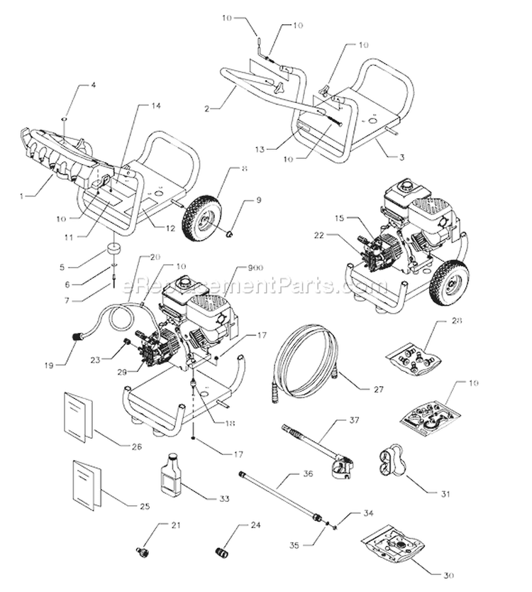 Page B Diagram and Parts List for 1676-1  Briggs and Stratton Pressure Washer